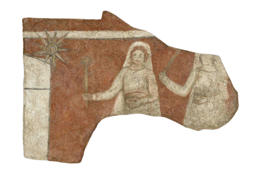 A bölcs szüzek feltételezett legkorábbi ábrázolása Dura-Európoszból (Szíria)