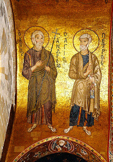 Szent András és Szent Péter  (mozaik, XII. század, Martorana-templom, Palermo)