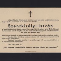 Szentkirályi István gyásztávirata (1944. január 22.)