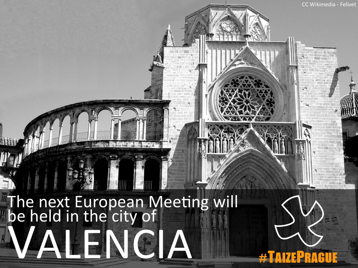 A szilveszter esti imán Alois testvér, az Taizé közösség perjele bejelentette, hogy a következő európai találkozót a spanyolországi Valenciában rendezik meg. 