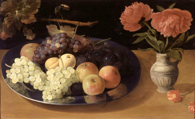 Jacob van Es: Still-Life of Grapes, Plums and Apples