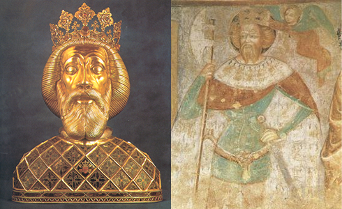 Szent László király 1093-ban alapította a bátai bencés apátságot. Arcvonásait őrzi a fejereklyéje számára készült ezüst herma. Szent László középkori falképen