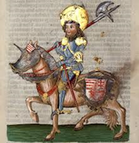 Az alapító lovagkirály középkori ábrázolása