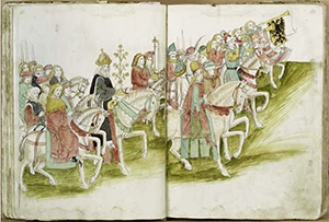 Zsigmond király bevonul a kontanzi zsinatra – korabeli illusztráció