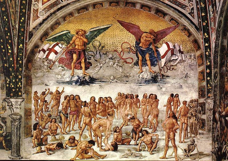 Luca Signorelli – „A test feltámadása” (1499-1502). San Brizio kápolna, Duomo, Orvieto.