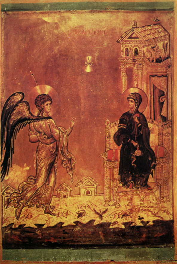 Az angyali üdvözlet (ikon, 12. század vége, sínai Szt. Katalin-kolostor)