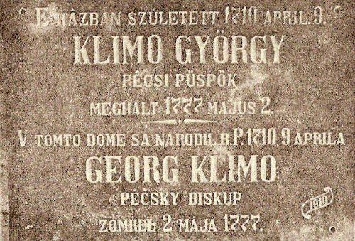 Az 1911-ben állított emléktábla Klimo György hajdani szülőházán