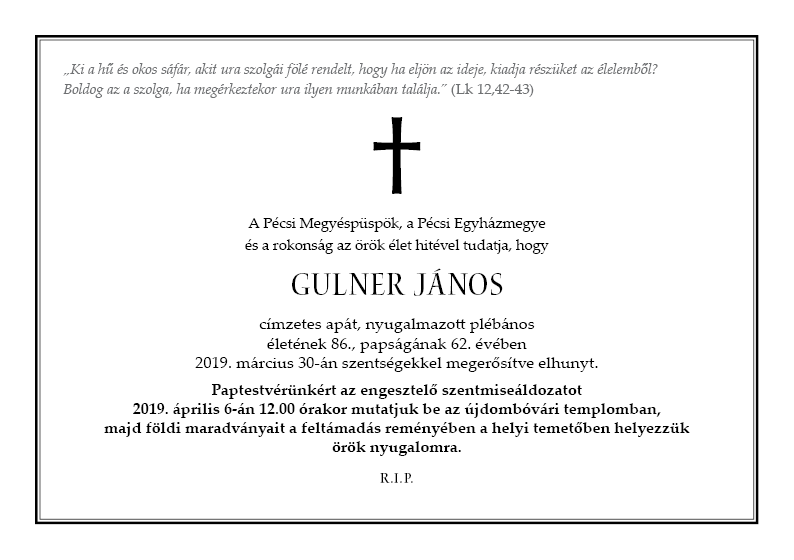 190402 Gulner Janos gyaszjelentese