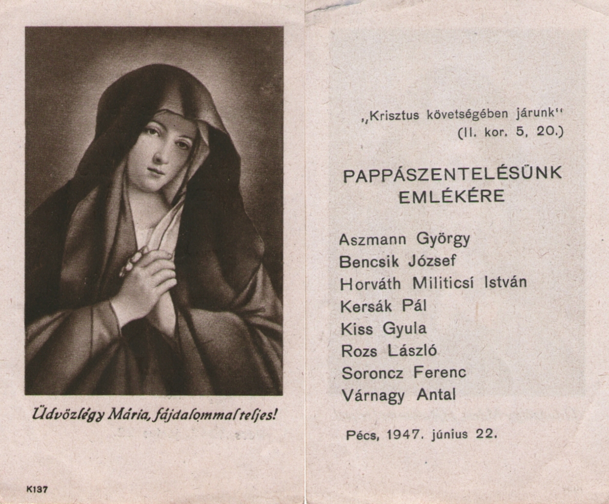 Kersak Pal Pappaszenteles 1947 collage