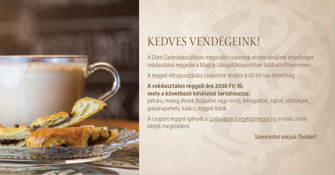 Svédasztalos reggeli ajánlat szállóvendégek részére 2023 honlapra