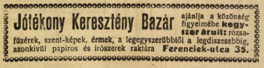 227 Pecsi Ker Jotkony Bazar hirdetes D 1922 12 24