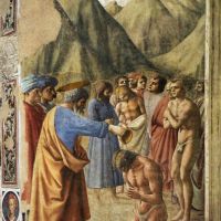 Masaccio: Neofiták megkeresztelése (1425-26), Santa Maria del Carmine (Brancacci kápolna), Firenze
