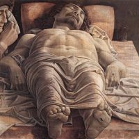 Andrea Mantegna: Halott Krisztus siratása (1480) tempera, vászon (Pinacoteca di Brera, Milánó)