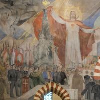 A város és lakói Jézus Szent Szíve oltalmába ajánlása 1943. június 6-án. Gebauer Ernő festménye a Dzsámiban. | Fotó: Loósz Róbert
