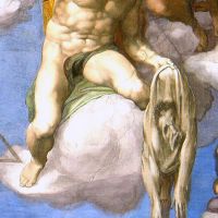 A képzőművészetben gyakran ábrázolják az apostolt kezében saját lenyúzott bőrével, így festette meg Michelangelo is a Sixtus-kápolna oltárfalán.