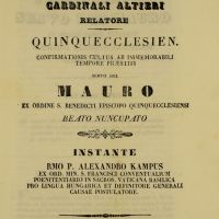 P. Kampus Sándor beadványa a Rítuskongregációhoz (Róma, 1848)
