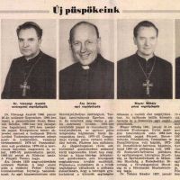 A kinevezett segédpüspökök (Új Ember, 1989. január 15. Fényképezte: Murdák Attila – Koós Gyula)