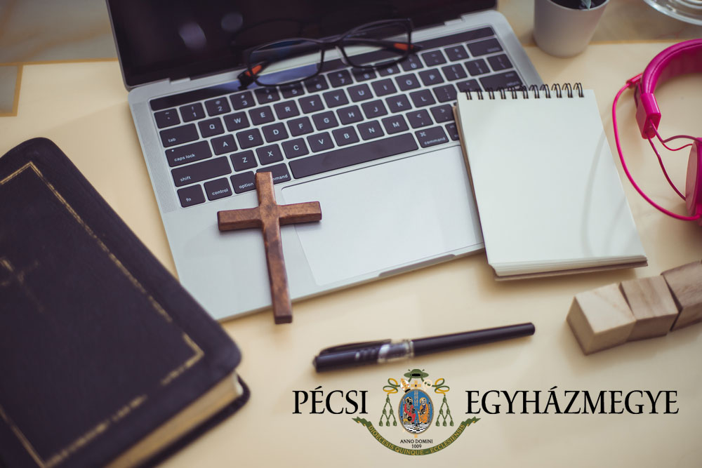 Cross,On,Bible,With,Headset,And,Laptop,In,Online,Study